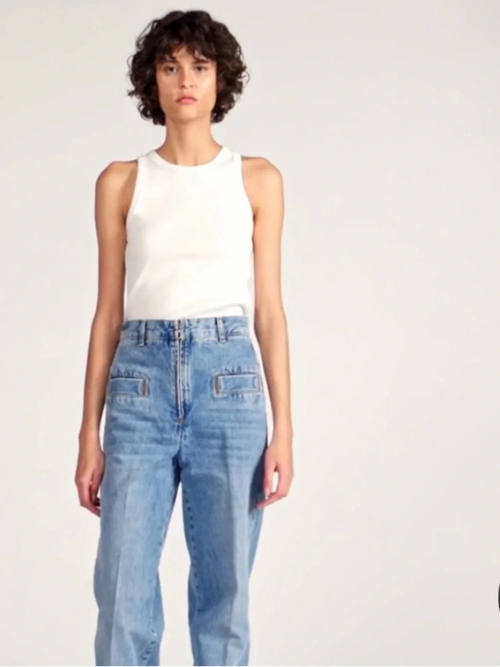 SANDRO High-Waist Wide-Leg Light Blue Jeans - Picture 15 of 17
